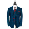 Blue Overcheck Twill 3 Piece Tweed Suit (pre order only)