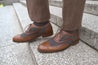 Peaky Grey Estate Men's Tweed Brogue Shoe With Brown Leather