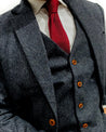 Charcoal Black Herringbone Vest