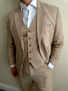 3 Piece Linen Sand Brown/Beige Suit (Pre-order)