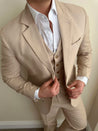 3 Piece Linen Sand Brown/Beige Suit (Pre-order)