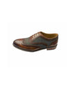 Peaky Grey Estate Men's Tweed Brogue Shoe With Brown Leather
