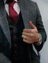 Peaky Green With Yellow and Red Windowpane Vest